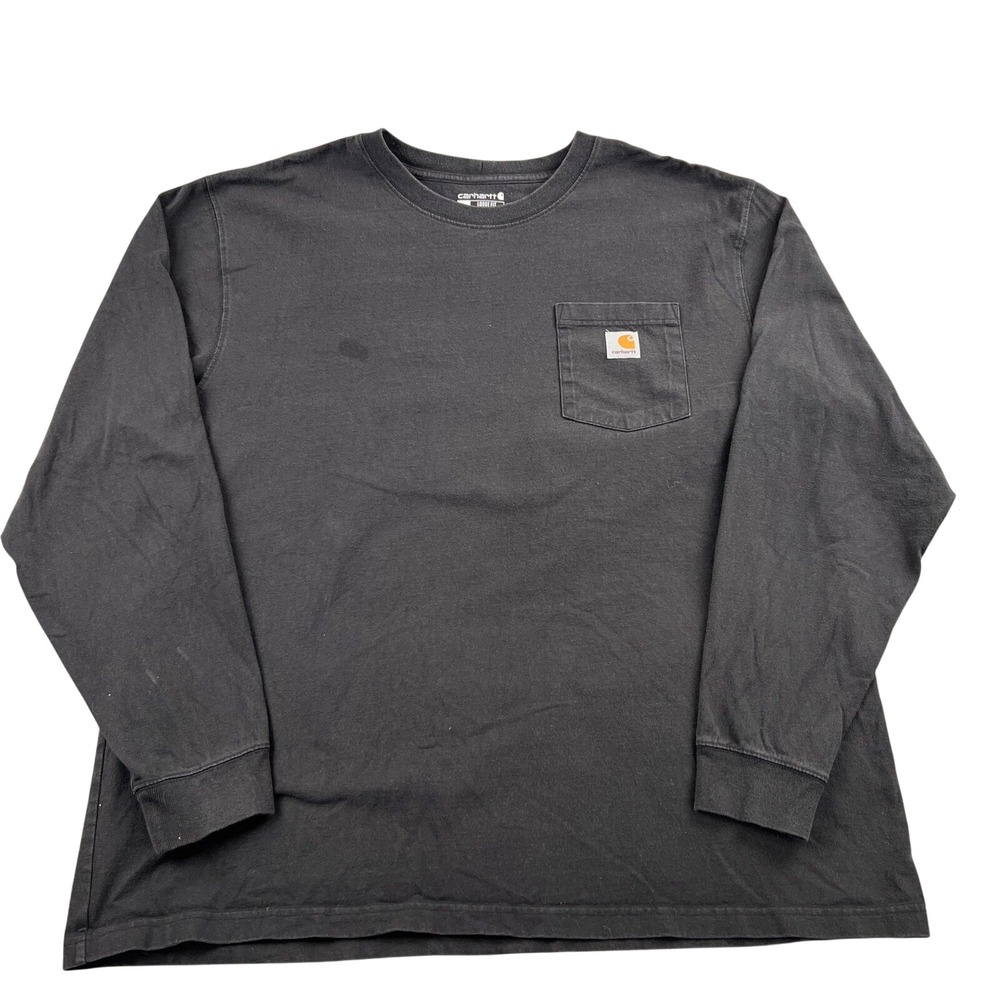 Carhartt Loose Fit Long Sleeve Pocket T Shirt XL Black Men Workwear Heavyweight